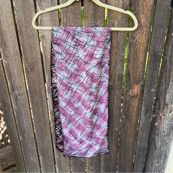 Hand Dyed Scarf In Purple, Black & Silvery Gray Abstract Pattern - Picture 4 of 10